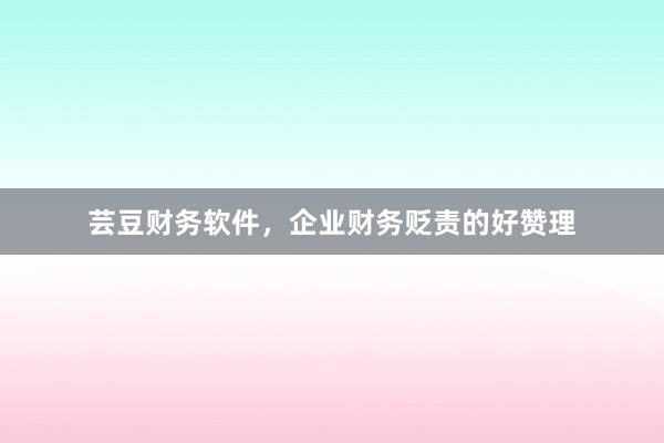 芸豆财务软件，企业财务贬责的好赞理
